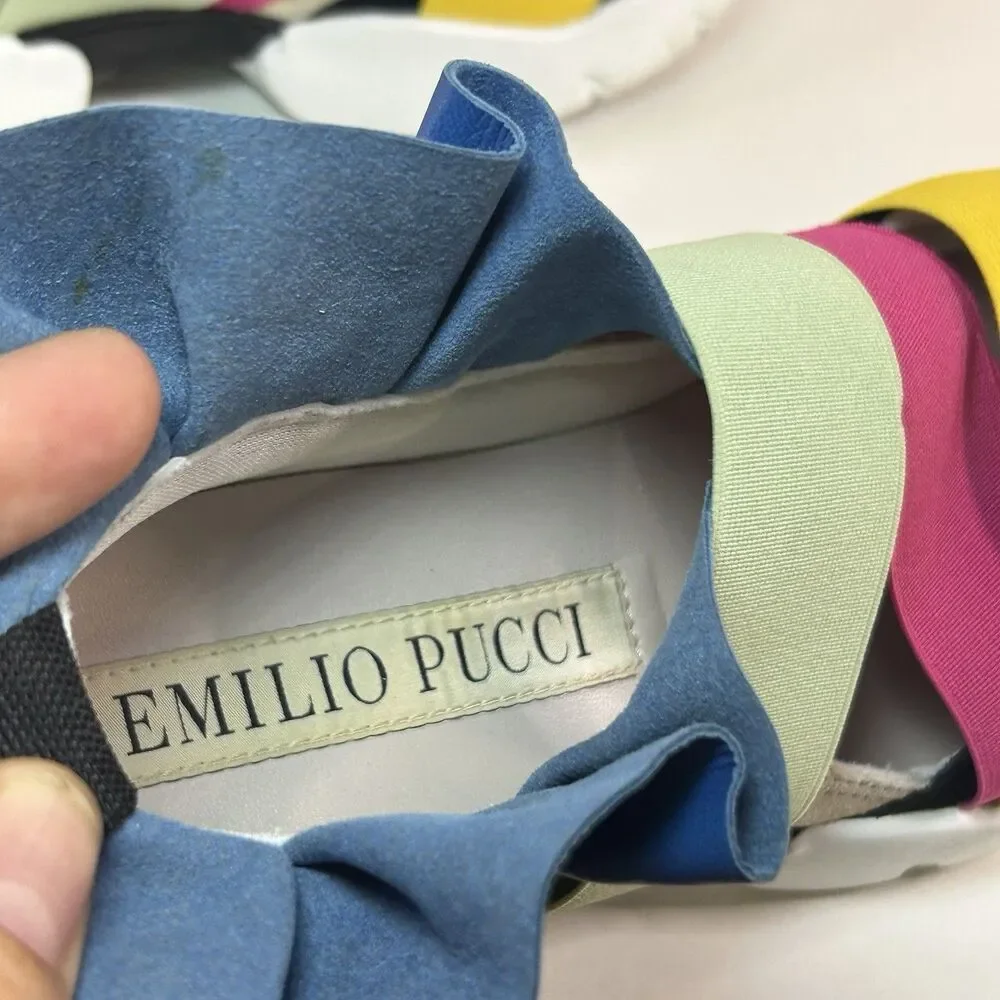 Emilio Pucci Colorful Ruffle Chunky Platform Sneakers Women’s Size 6.5 EU 37